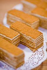 cakes with honey on a dark background