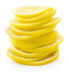 Fototapeta na wymiar Yellow ripe lemon slices isolated
