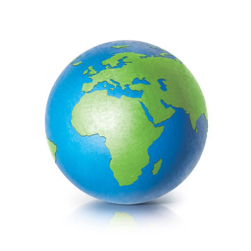 Color globe 3D illustration europe and africa map on white background
