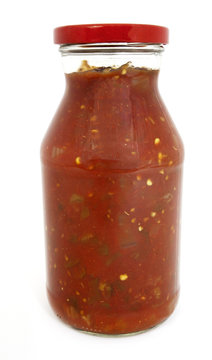 Jar Of Salsa With Red Cap