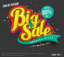 Sale banner template design, Big sale special up to 80% off. vector illustration.