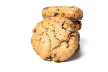 Chocolate chip cookie isolated on white