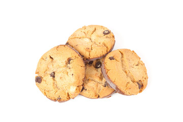 Chocolate chip cookie isolated on white
