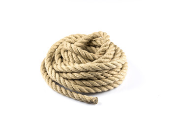 Twisted thick rope on white