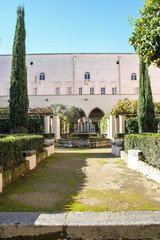 the cloister of Santa Chiara monastery, Naples, Italy 
