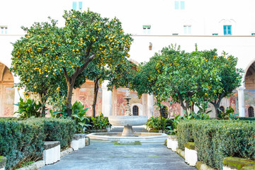Obraz premium the cloister of Santa Chiara monastery, Naples, Italy 