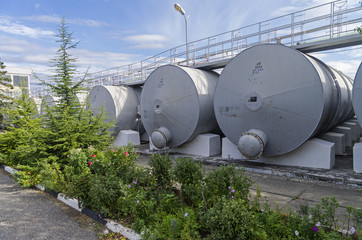 Tanks for raw wine on winery, Crimea.
