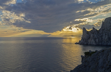 Fototapeta na wymiar Coastal cliffs at sunset.