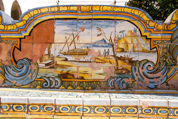 the cloister of Santa Chiara monastery, Naples, Italy 