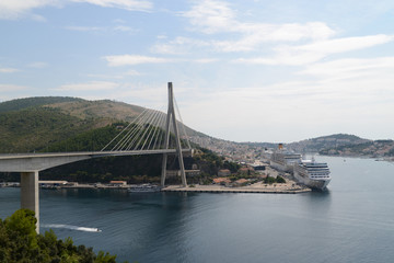 Dubrovnik bridge and cruise port