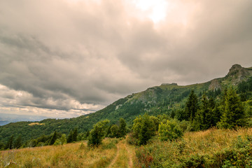 autumn slope of mountain range