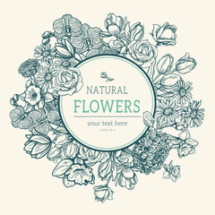 Flower vintage styled sketch background.