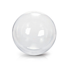 Clear glass ball 3D illustration on white background