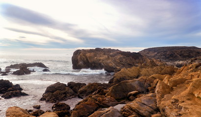 Misty morning on wild beach