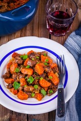 beef meat stewed with carrots