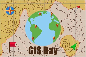 Vector Illustration of GIS Geographic Information System day