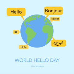 Holiday November 21 - World hello day. © alexhliv