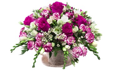 basket of beautiful flowers isolated   