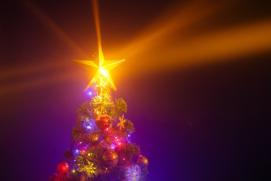 Christmas tree with shining star
