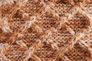 Close-up of knitted cloth with geometrical pattern