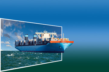 Generic concept container ship for adv or others purpose use. 