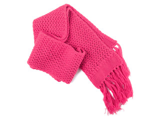 Warm scarf on white background