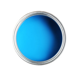 Decorative paint on white background, top view