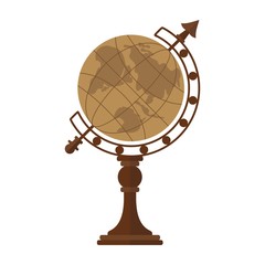 Vintage globe. Flat vector cartoon globe illustration. Objects isolated on a white background.
