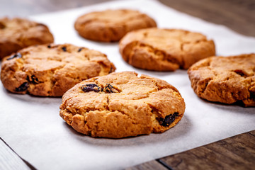Homemade oatmeal cookies with chocolate and nuts