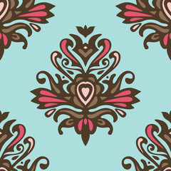 Fototapeta premium Damask flower seamless pattern for fabric