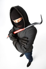 Attacker in mask with passkey