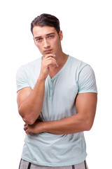 Young handsome man isolated on the white background