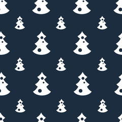 Obraz premium Seamless pattern with christmas trees blue backgrond