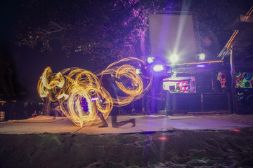 Fireshow on Phi Phi islands, Asia, 2015, Thailand.