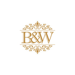 B&W Initial logo. Ornament gold