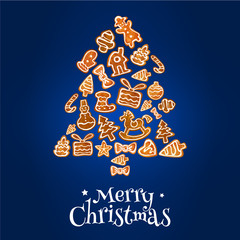 Gingerbread Christmas tree greeting card design