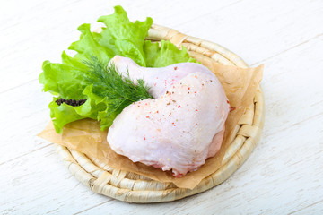 Raw chicken leg