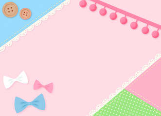 かわいいパッチワーク・コラージュ風デザインコピースペース　横方向