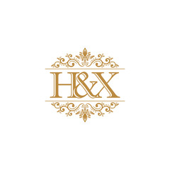 H&X Initial logo. Ornament gold