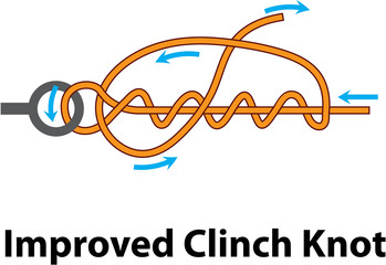 Improved clinch knot vector diagram illustration clip-art image - obrazy, fototapety, plakaty