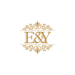 E&Y Initial logo. Ornament gold