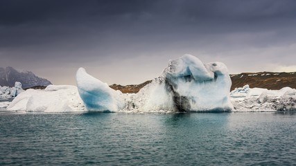 Blue icebergs closeup