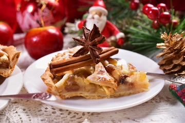 christmas apple pie on plate