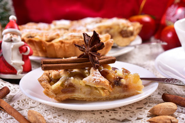 christmas apple pie on plate