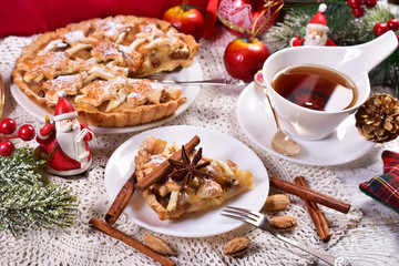 christmas apple pie on plate