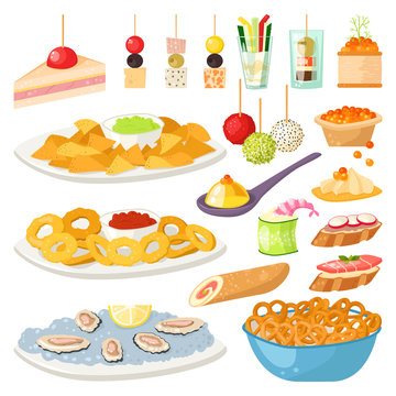 Fototapeta Canape snacks appetizer vector set.