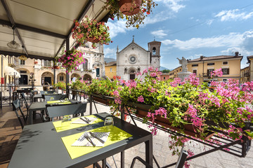Last picture in the square of San Benedetto in Norcia, Umbria.