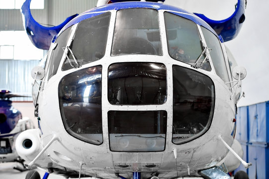 Helicopter fuselage detail in factory