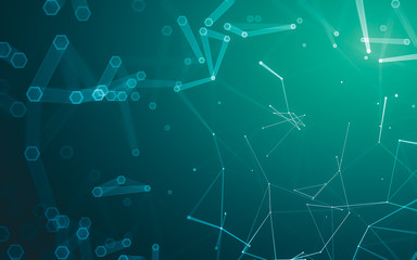 Abstract polygonal space low poly dark background, 3d rendering