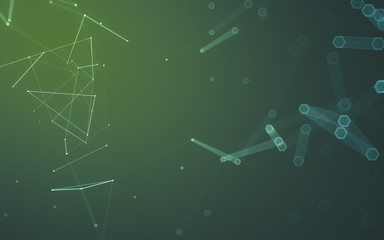 Abstract polygonal space low poly dark background, 3d rendering
